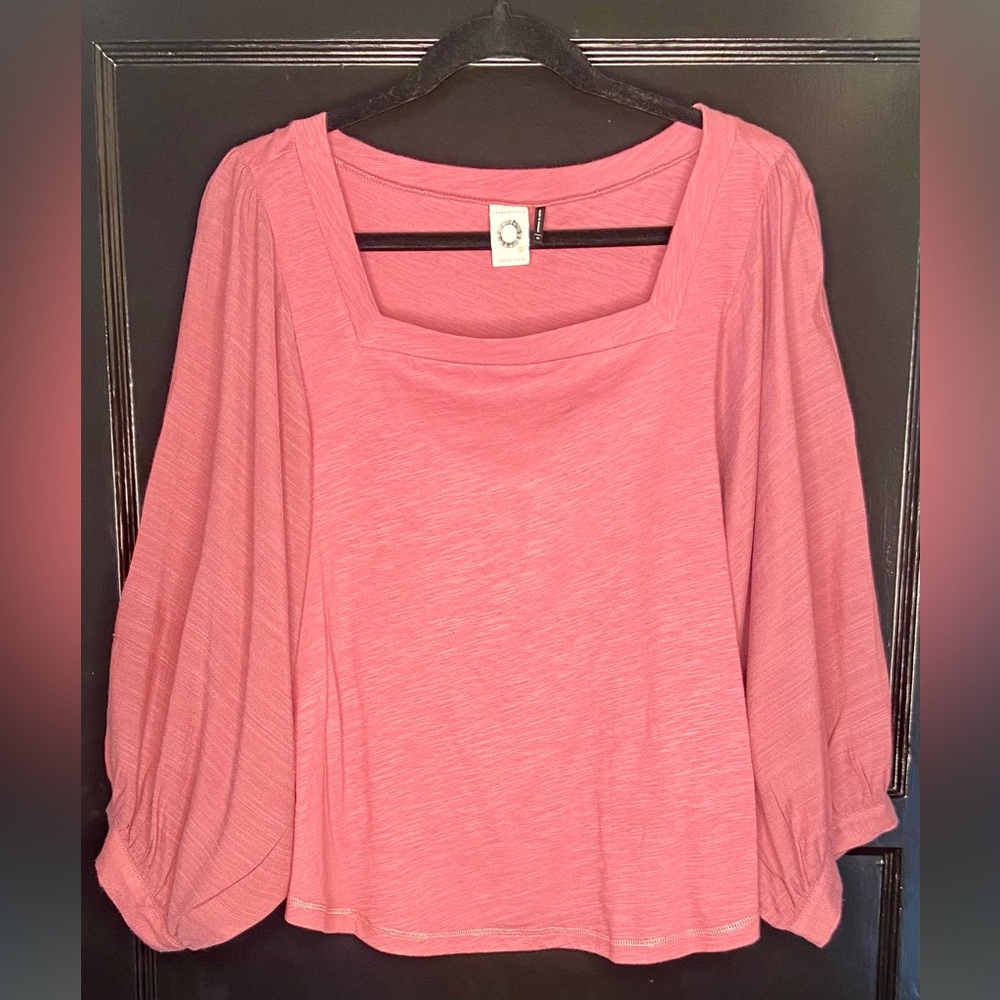 Anthropologie Pink Sailor Collar Boxy Blouse
